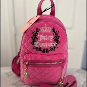 Juicy Couture Pink Quilted Backpack with Gold Charms